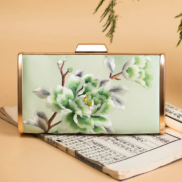 Buddha Stones Garofano Peonia Begonia Su Ricamo Borsa da sposa Borsa a tracolla Borsa a mano