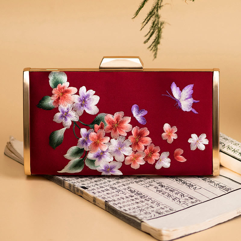 Buddha Stones Garofano Peonia Begonia Su Ricamo Borsa da sposa Borsa a tracolla Borsa a mano