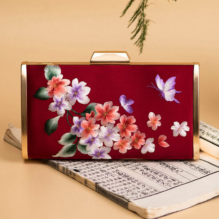 Buddha Stones Garofano Peonia Begonia Su Ricamo Borsa da sposa Borsa a tracolla Borsa a mano