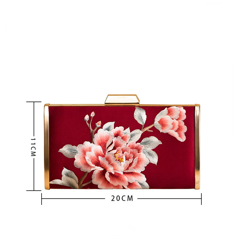 Buddha Stones Garofano Peonia Begonia Su Ricamo Borsa da sposa Borsa a tracolla Borsa a mano