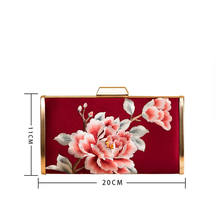 Buddha Stones Garofano Peonia Begonia Su Ricamo Borsa da sposa Borsa a tracolla Borsa a mano