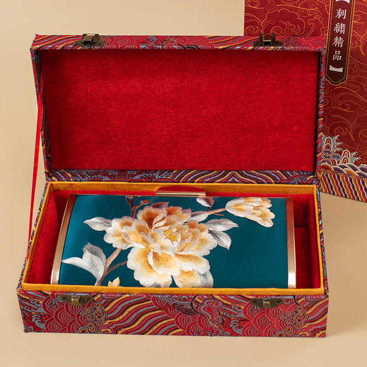 Buddha Stones Garofano Peonia Begonia Su Ricamo Borsa da sposa Borsa a tracolla Borsa a mano