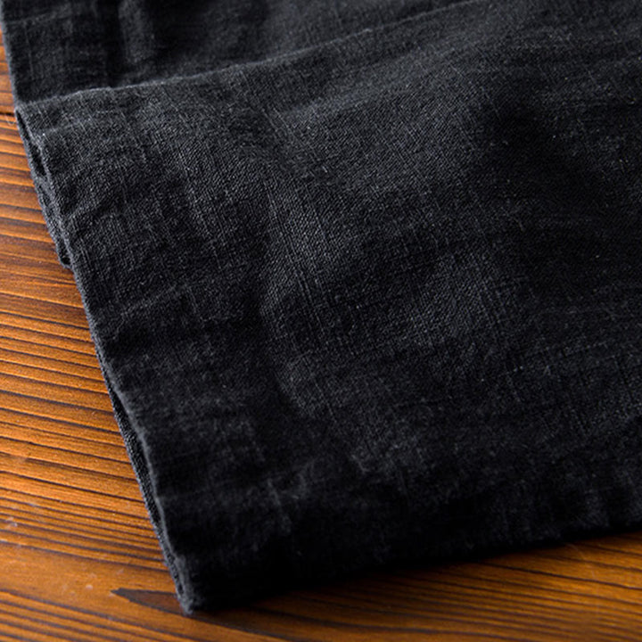 Abito cinese Tang con bottoni a forma di rana e motivo Buddha Stones, camicia da uomo in cotone e lino con tasche. - image 21