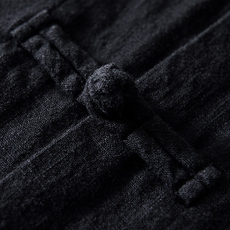 Abito cinese Tang con bottoni a forma di rana e motivo Buddha Stones, camicia da uomo in cotone e lino con tasche. - image 19