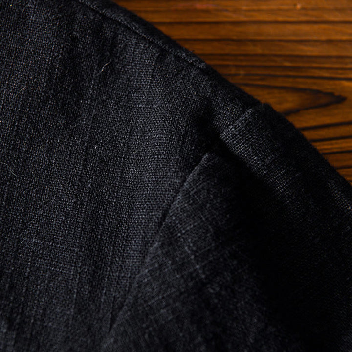 Abito cinese Tang con bottoni a forma di rana e motivo Buddha Stones, camicia da uomo in cotone e lino con tasche. - image 18