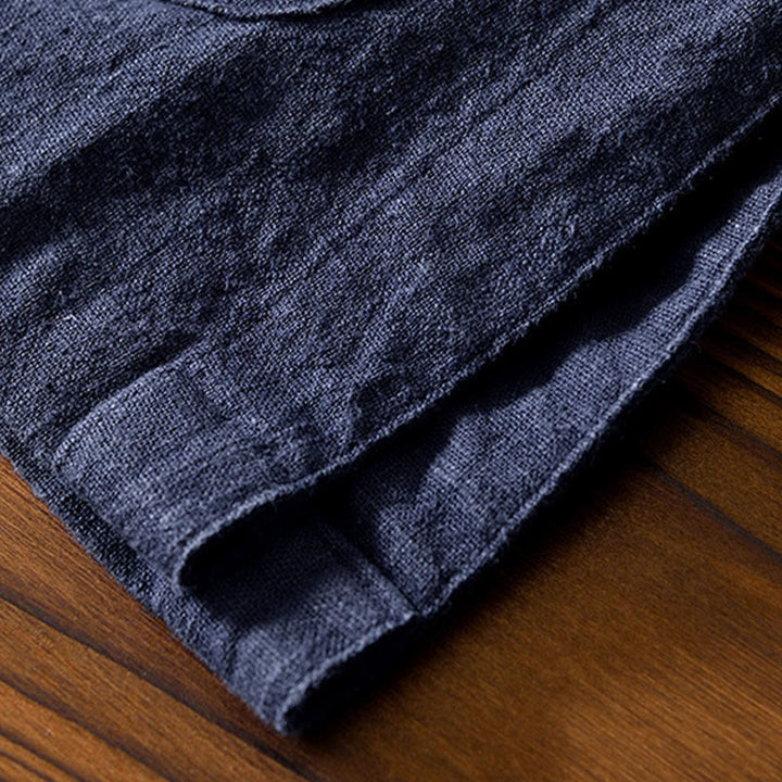 Abito cinese Tang con bottoni a forma di rana e motivo Buddha Stones, camicia da uomo in cotone e lino con tasche. - image 32