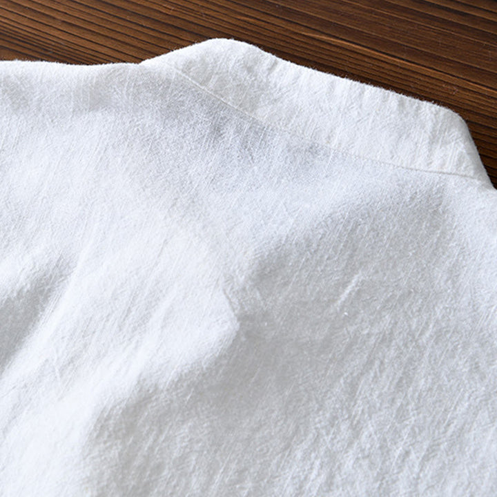 Giacca da uomo in lino e cotone con tasche, stile cinese Tang, con bottoni a rana Buddha Stones - image 9