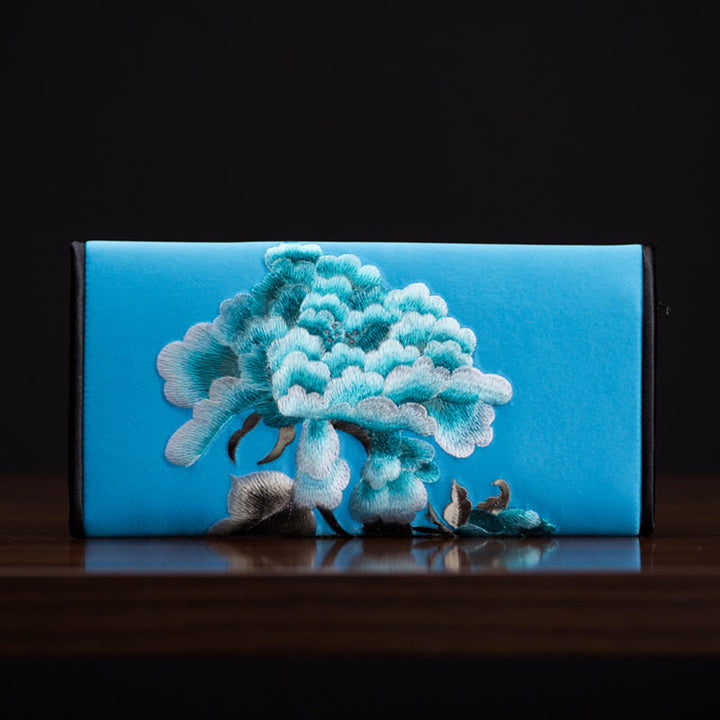 Buddha Stones Peony Flower Su Ricamo Viaggio Shopping Borsa Lunga Borsa a Mano