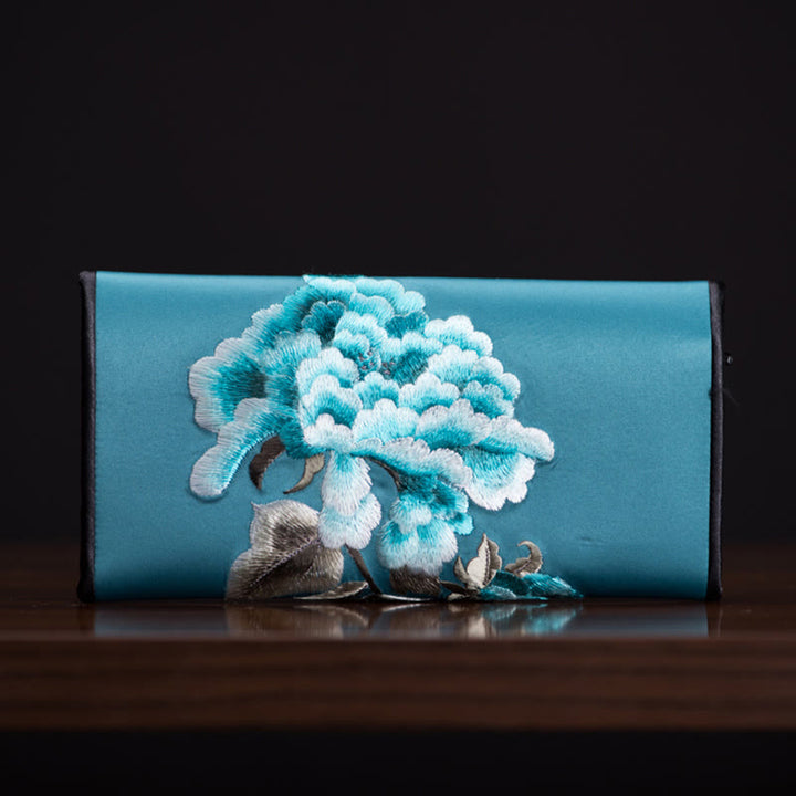 Buddha Stones Peony Flower Su Ricamo Viaggio Shopping Borsa Lunga Borsa a Mano