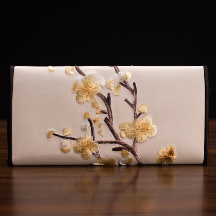 Buddha Stones Plum Bossom Su Ricamo Viaggio Shopping Borsa Lunga Borsa a Mano