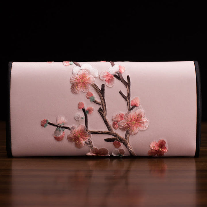 Buddha Stones Plum Bossom Su Ricamo Viaggio Shopping Borsa Lunga Borsa a Mano