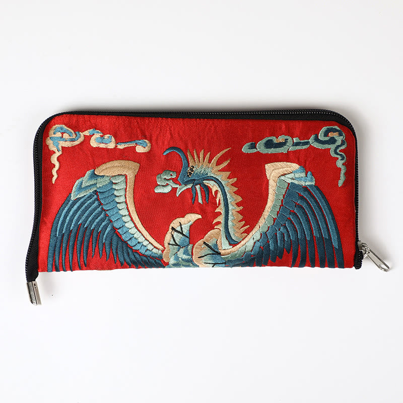 Buddha Stones Bestia Mitica Fenice Drago Qilin Su Ricamo Cartella Biglietti Viaggio Shopping Borsa Borsa