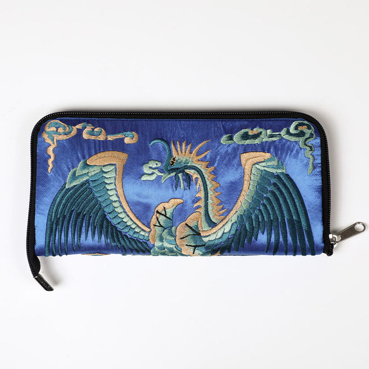 Buddha Stones Bestia Mitica Fenice Drago Qilin Su Ricamo Cartella Biglietti Viaggio Shopping Borsa Borsa