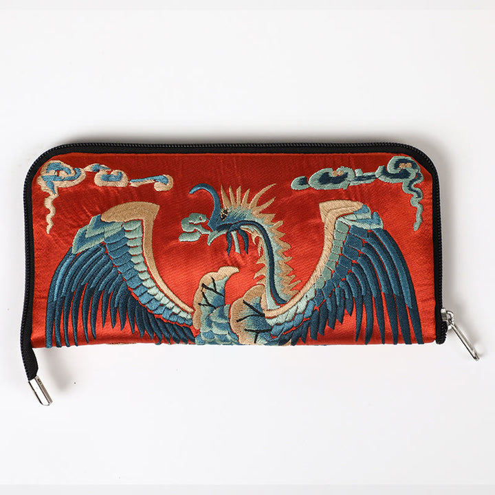 Buddha Stones Bestia Mitica Fenice Drago Qilin Su Ricamo Cartella Biglietti Viaggio Shopping Borsa Borsa