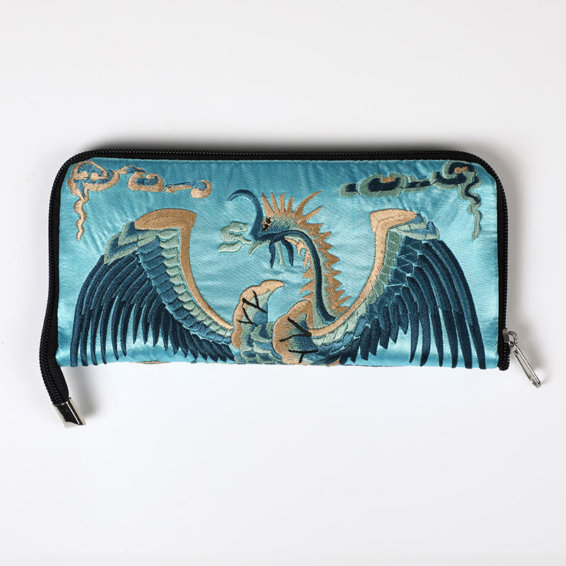Buddha Stones Bestia Mitica Fenice Drago Qilin Su Ricamo Cartella Biglietti Viaggio Shopping Borsa Borsa