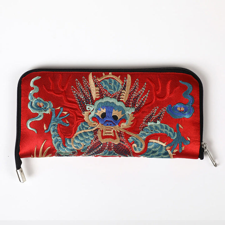 Buddha Stones Bestia Mitica Fenice Drago Qilin Su Ricamo Cartella Biglietti Viaggio Shopping Borsa Borsa