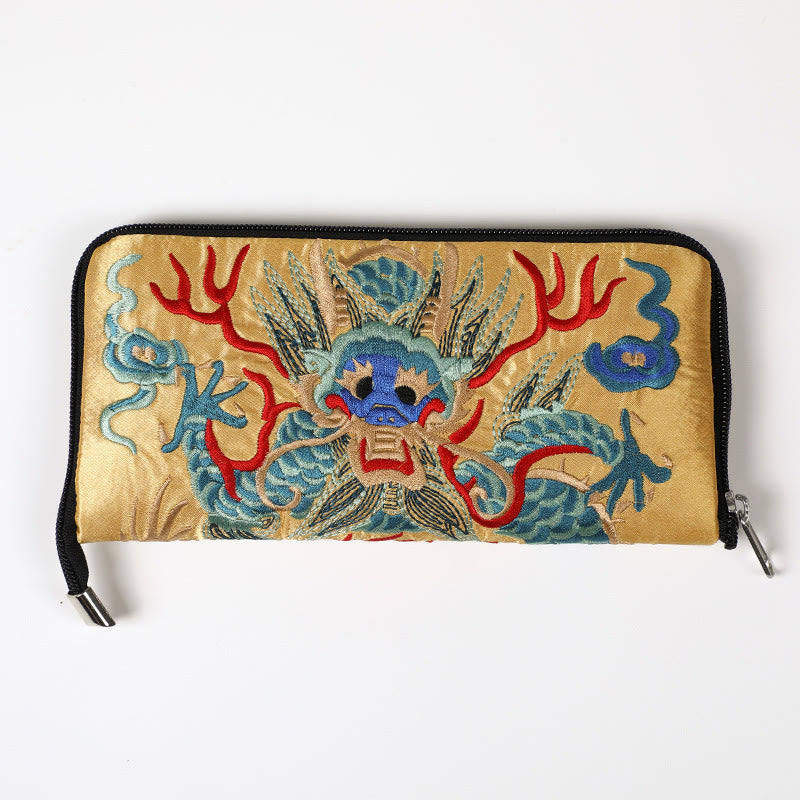 Buddha Stones Bestia Mitica Fenice Drago Qilin Su Ricamo Cartella Biglietti Viaggio Shopping Borsa Borsa