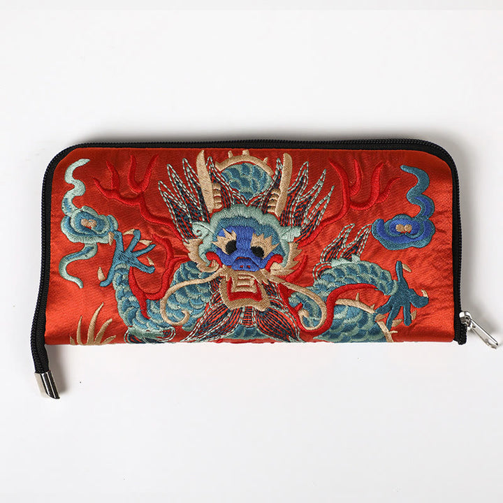 Buddha Stones Bestia Mitica Fenice Drago Qilin Su Ricamo Cartella Biglietti Viaggio Shopping Borsa Borsa