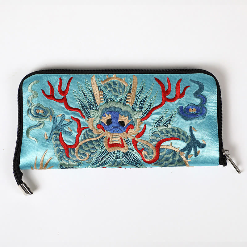 Buddha Stones Bestia Mitica Fenice Drago Qilin Su Ricamo Cartella Biglietti Viaggio Shopping Borsa Borsa