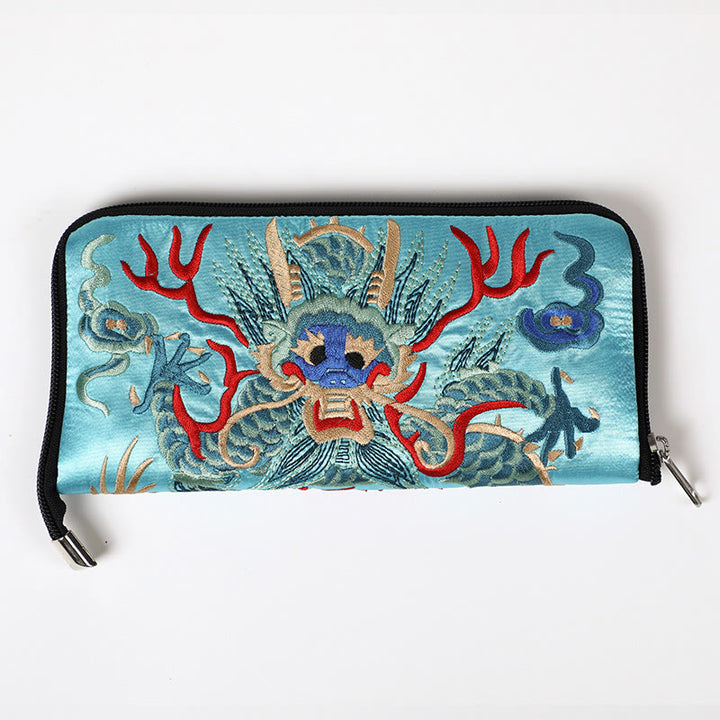 Buddha Stones Bestia Mitica Fenice Drago Qilin Su Ricamo Cartella Biglietti Viaggio Shopping Borsa Borsa