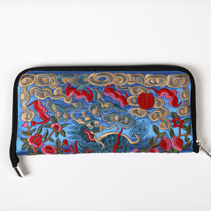 Buddha Stones Bestia Mitica Fenice Drago Qilin Su Ricamo Cartella Biglietti Viaggio Shopping Borsa Borsa