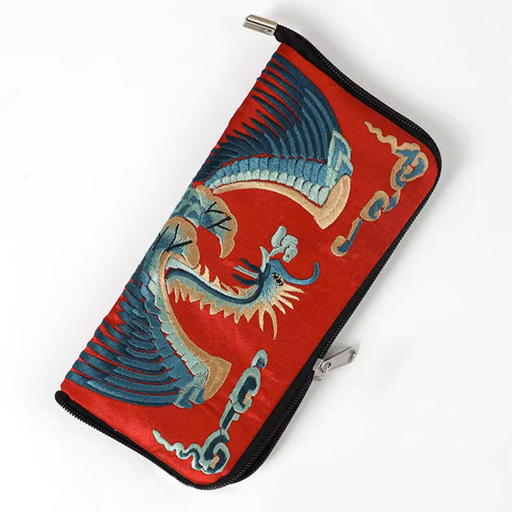 Buddha Stones Bestia Mitica Fenice Drago Qilin Su Ricamo Cartella Biglietti Viaggio Shopping Borsa Borsa