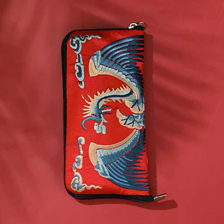 Buddha Stones Bestia Mitica Fenice Drago Qilin Su Ricamo Cartella Biglietti Viaggio Shopping Borsa Borsa