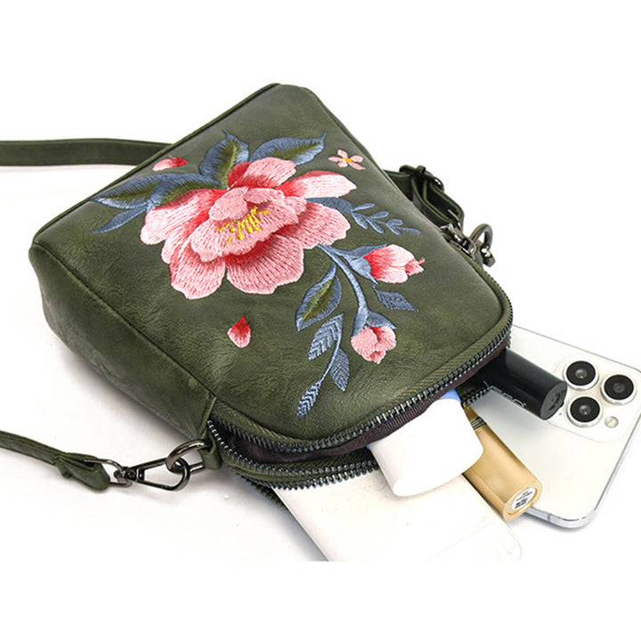 Borsa a tracolla con ricamo Buddha Stones Lotus Su Journey Shopping Bag