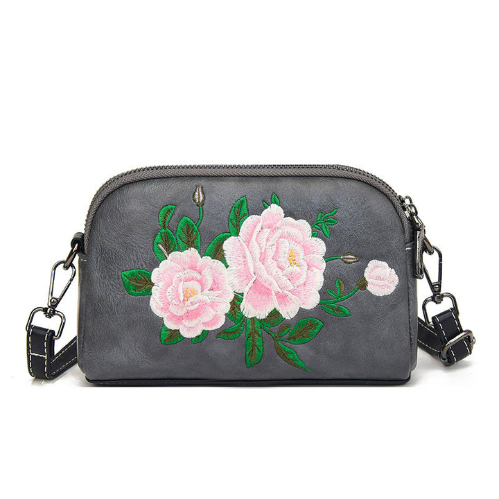 Buddha Stones Peonia Melograno Fiori Su Ricamo Viaggio Borsa per la spesa Borsa a tracolla Borsa a tracolla