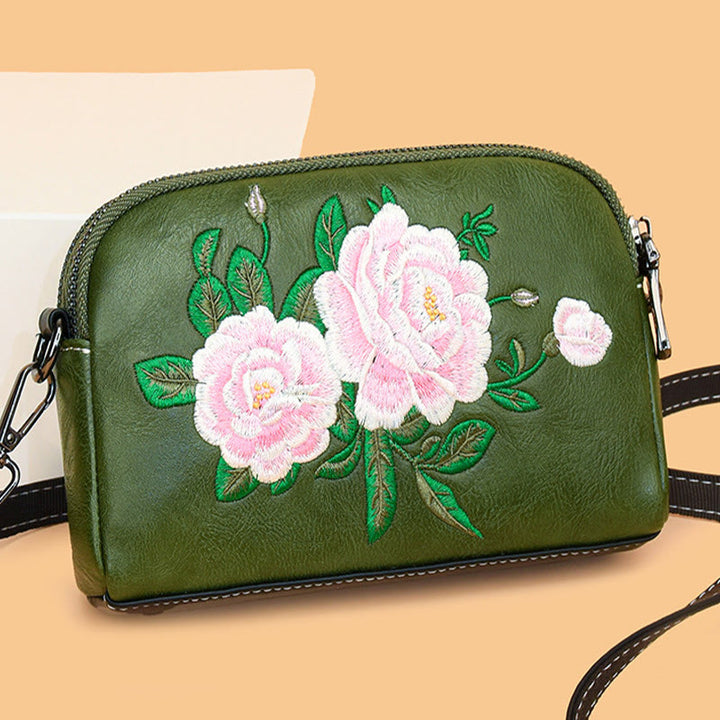 Buddha Stones Peonia Melograno Fiori Su Ricamo Viaggio Borsa per la spesa Borsa a tracolla Borsa a tracolla