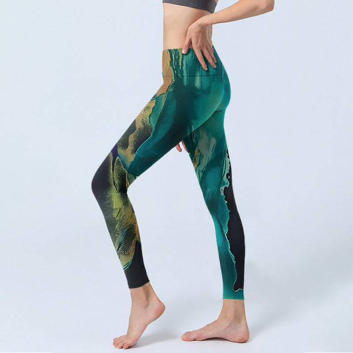 Buddha Stones DarkCyan Natural Landscapes Leggings da esercizio Pantaloni da yoga da donna - image 3