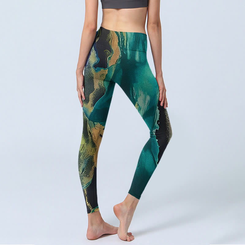 Buddha Stones DarkCyan Natural Landscapes Leggings da esercizio Pantaloni da yoga da donna - image 5