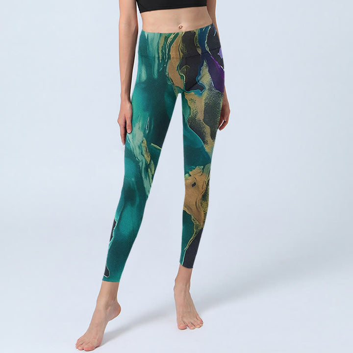 Buddha Stones DarkCyan Natural Landscapes Leggings da esercizio Pantaloni da yoga da donna - image 6