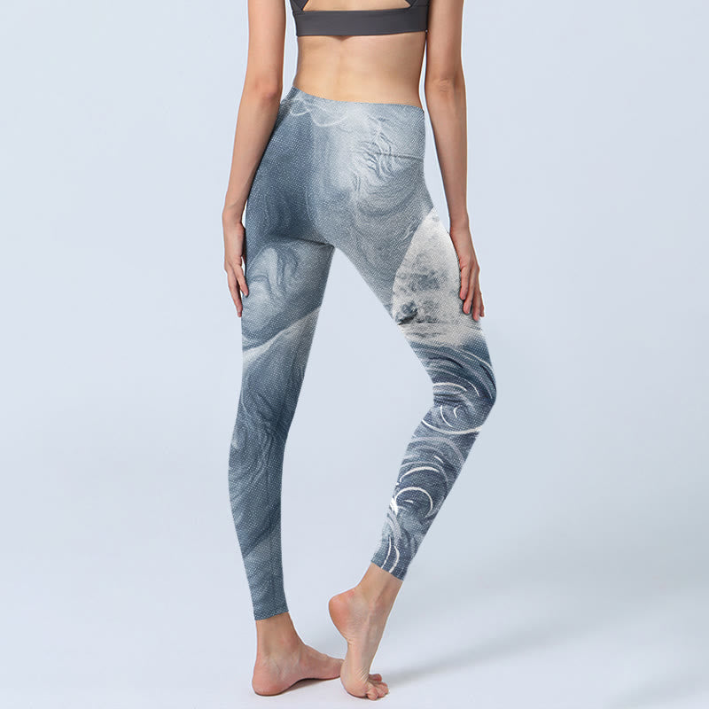Leggings da yoga da donna Buddha Stones Light Slate Grey White Cat Exercise - image 4