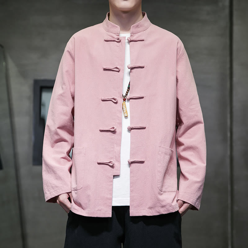 Giacca da uomo in cotone con bottoni a rana cinese, con tasche, stile Buddha Stones - Rosa - US/UK/AU46, EU56 (5XL) - image 30