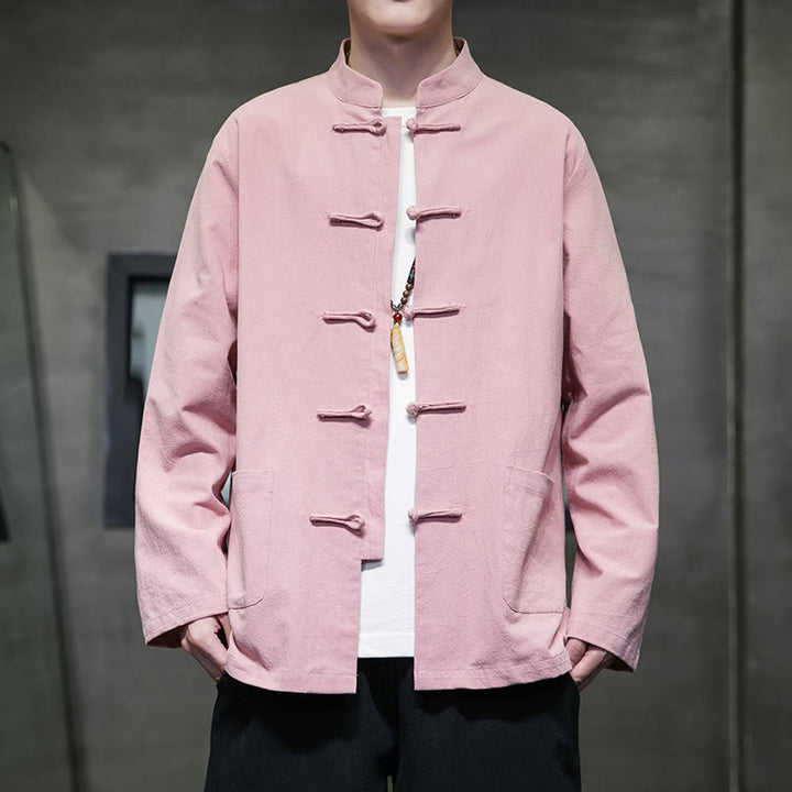 Giacca da uomo in cotone con bottoni a rana cinese, con tasche, stile Buddha Stones - Rosa - US/UK/AU46, EU56 (5XL) - image 30