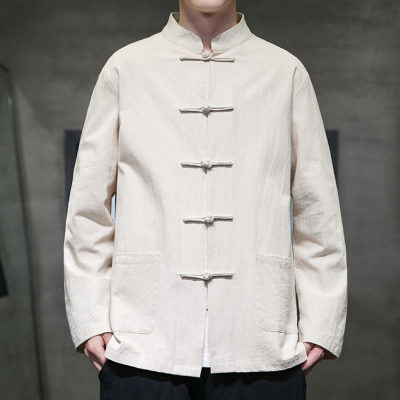 Giacca da uomo in cotone con bottoni a rana cinese, con tasche, stile Buddha Stones - image 8