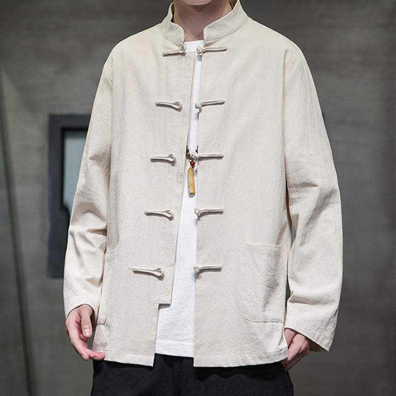 Giacca da uomo in cotone con bottoni a rana cinese, con tasche, stile Buddha Stones - image 10