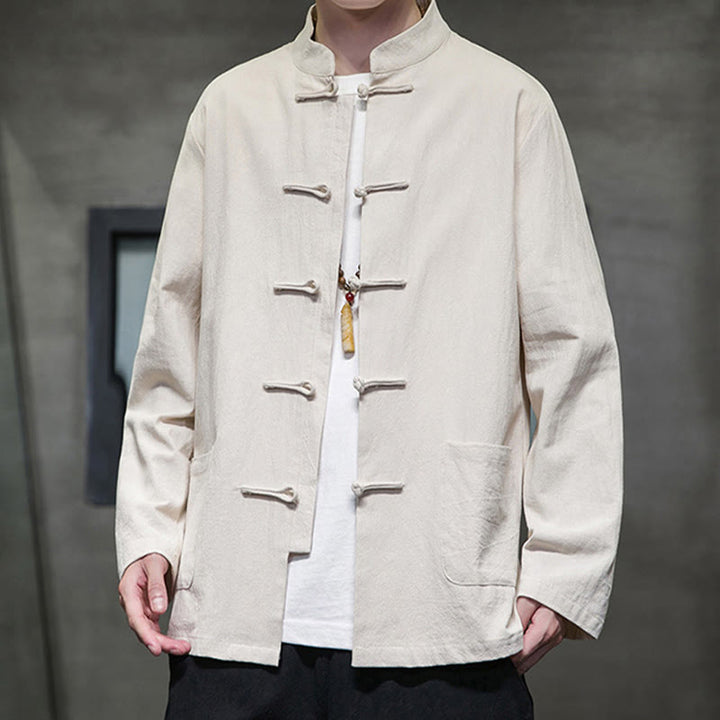Giacca da uomo in cotone con bottoni a rana cinese, con tasche, stile Buddha Stones - image 10