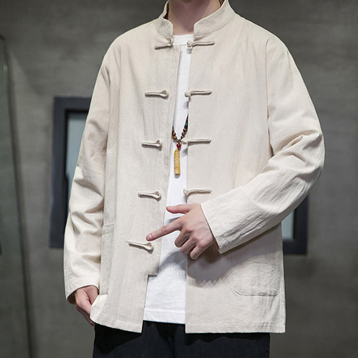 Giacca da uomo in cotone con bottoni a rana cinese, con tasche, stile Buddha Stones - image 11