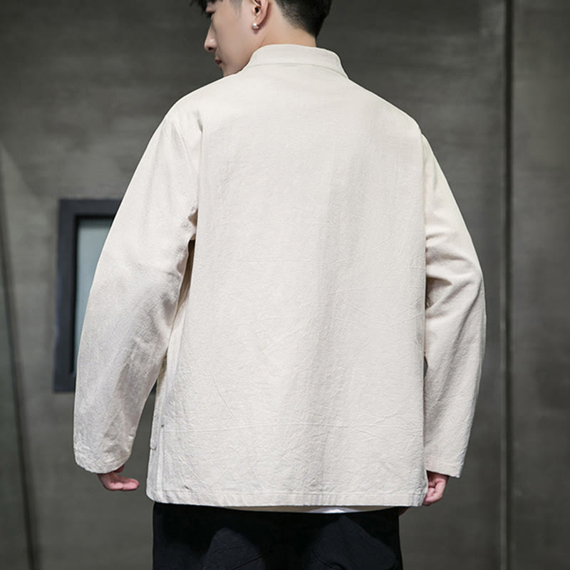 Giacca da uomo in cotone con bottoni a rana cinese, con tasche, stile Buddha Stones - image 7