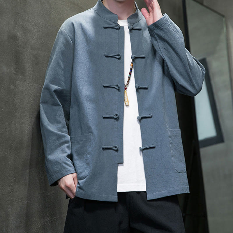 Giacca da uomo in cotone con bottoni a rana cinese, con tasche, stile Buddha Stones - image 18