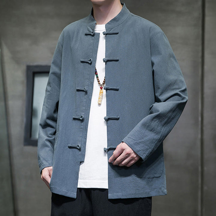 Giacca da uomo in cotone con bottoni a rana cinese, con tasche, stile Buddha Stones - image 20