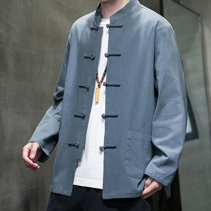 Giacca da uomo in cotone con bottoni a rana cinese, con tasche, stile Buddha Stones - image 16