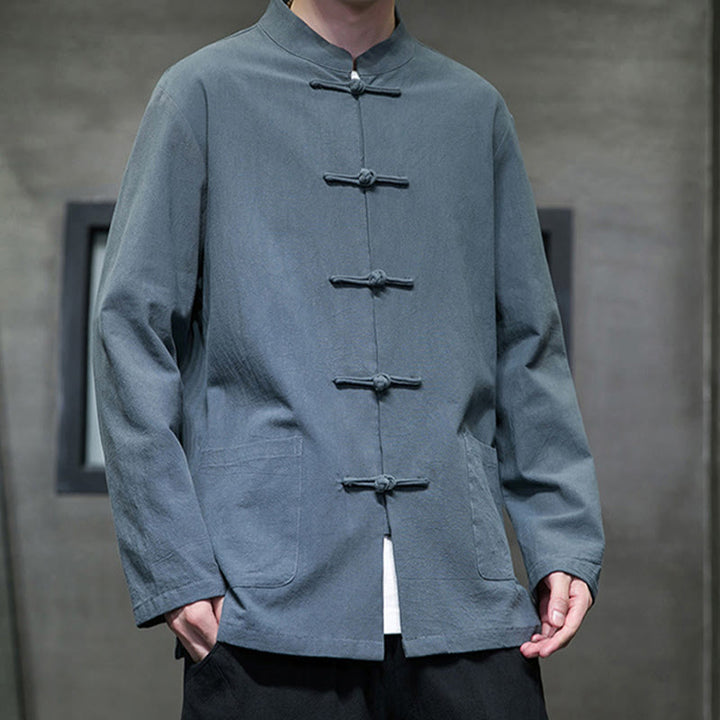 Giacca da uomo in cotone con bottoni a rana cinese, con tasche, stile Buddha Stones - image 15