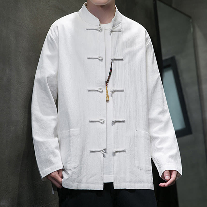 Giacca da uomo in cotone con bottoni a rana cinese, con tasche, stile Buddha Stones - image 4