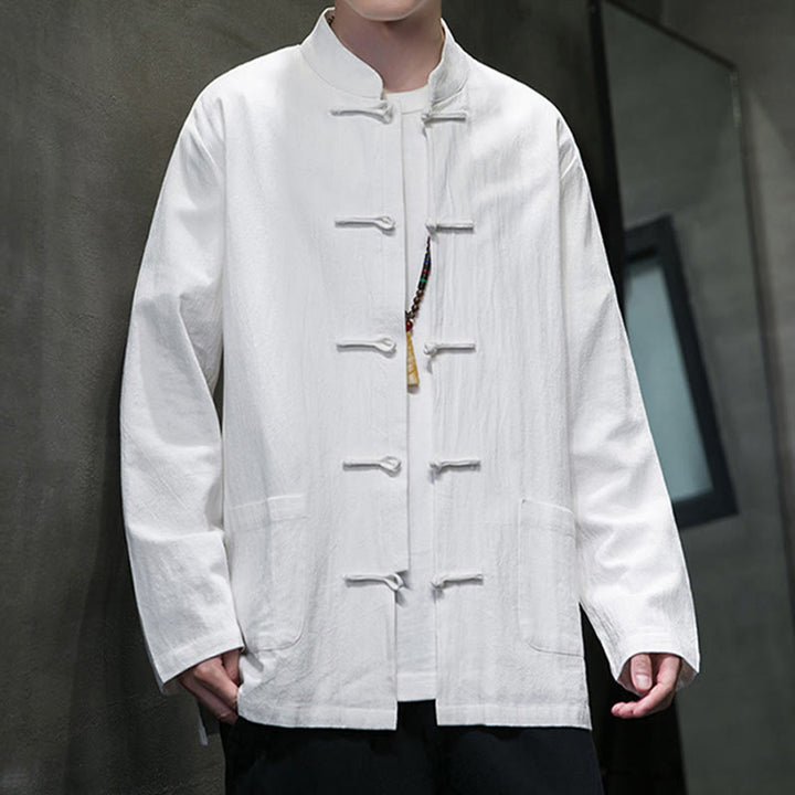 Giacca da uomo in cotone con bottoni a rana cinese, con tasche, stile Buddha Stones - image 4