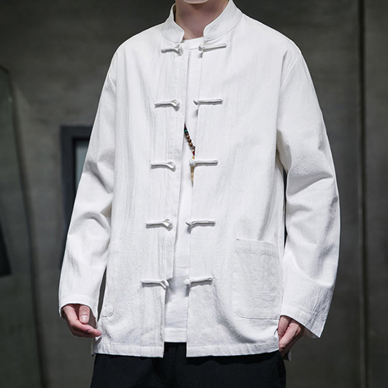 Giacca da uomo in cotone con bottoni a rana cinese, con tasche, stile Buddha Stones - image 1
