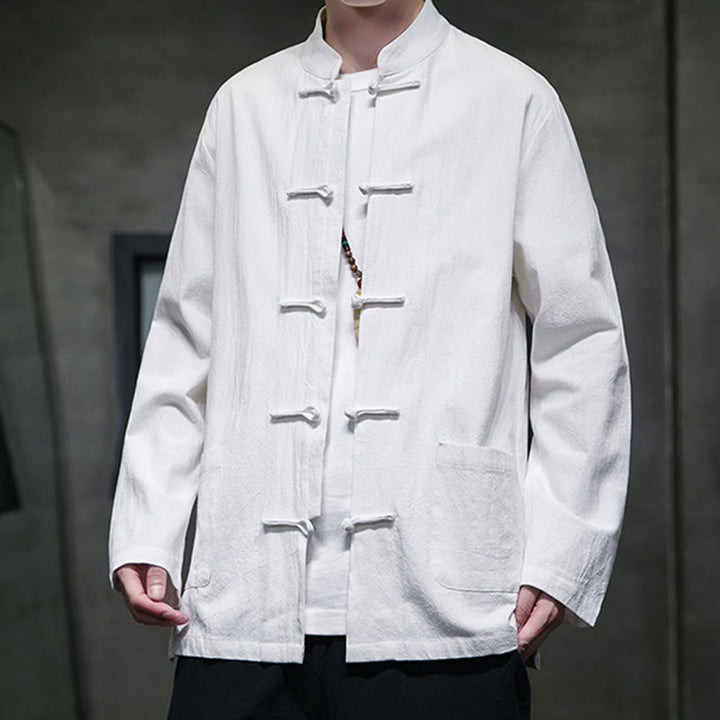 Giacca da uomo in cotone con bottoni a rana cinese, con tasche, stile Buddha Stones - image 1