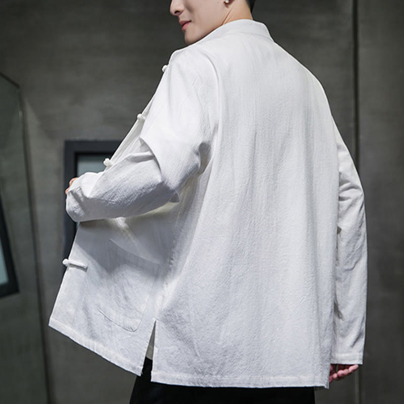 Giacca da uomo in cotone con bottoni a rana cinese, con tasche, stile Buddha Stones - image 2